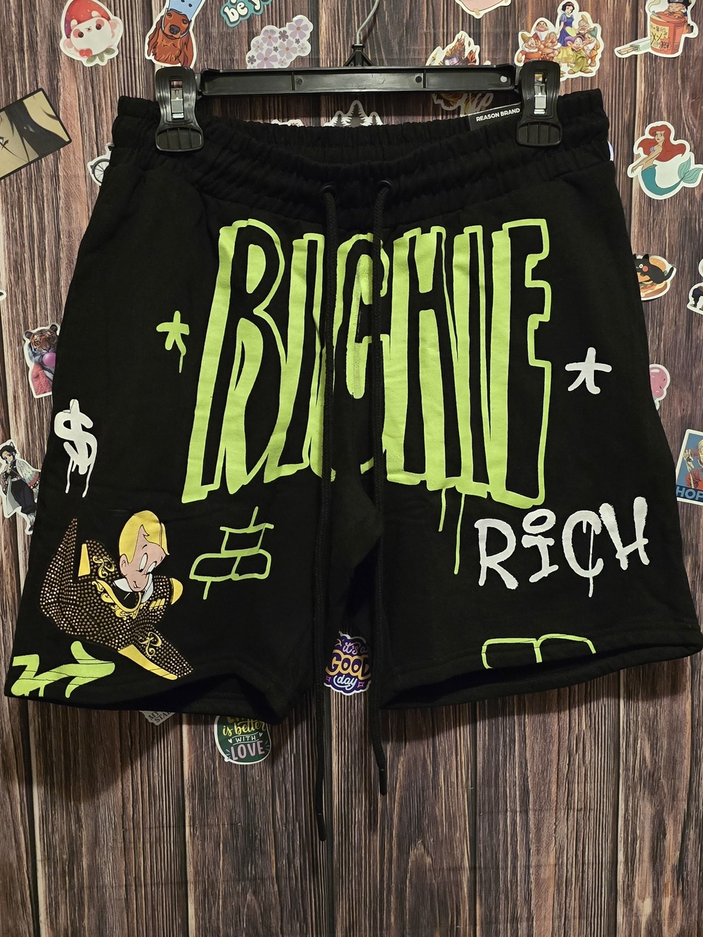 Richie rich Black & Neon Green  Graphic Men’s Shorts